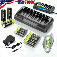 AA AAA Rechargeable Batteries NiMH 1.2V + AA/AAA LCD Smart Fast Battery Charger