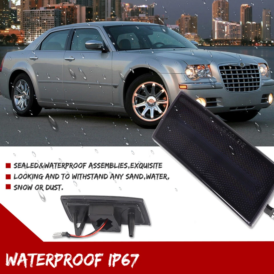 2 X дым линзы белый светодиодный передние боковые габаритные огни для 2005-2010 CHRYSLER 300 300C - Изображение 4 из 4