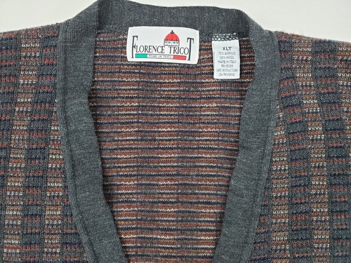 Vintage Florence Tricot Wool Blend Cardigan Preppy Grandpa Sweater Italy XL Tall - Picture 4 of 5