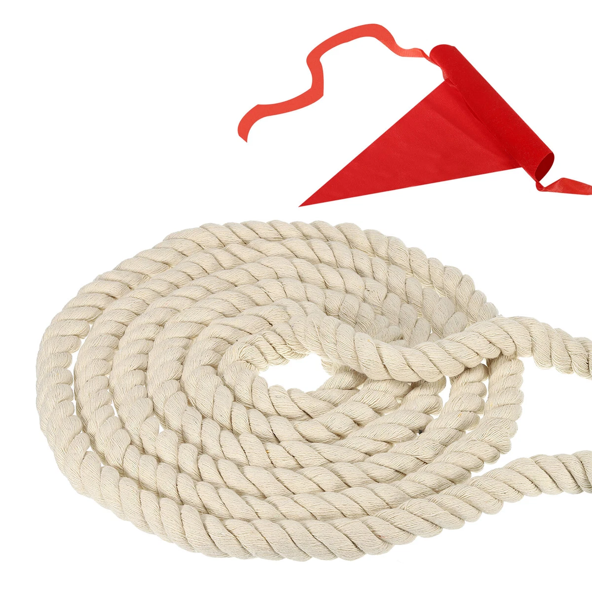 15' Tug of War Rope for Adults Teen Twisted Cotton Rope with Flag