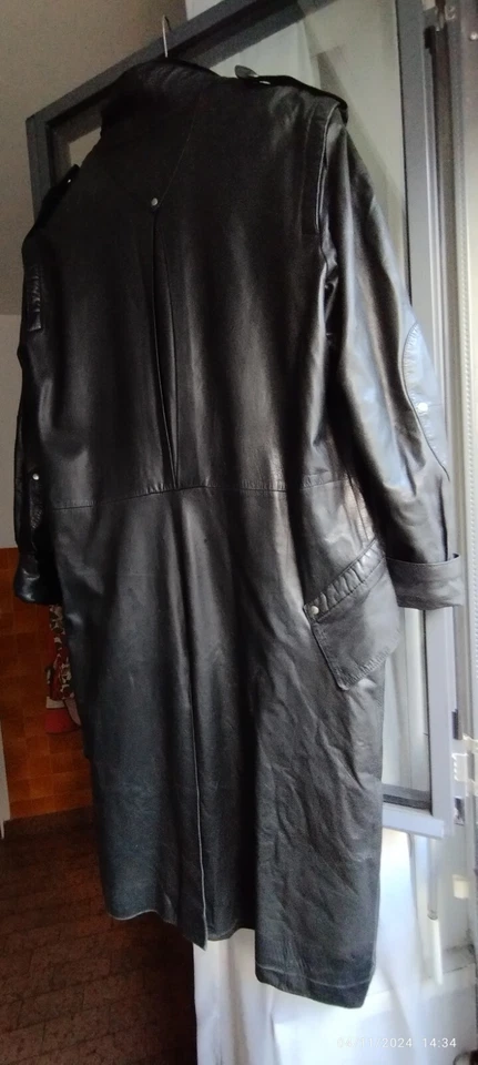 Manteau Long Coupe Vent en Cuir d'Agneau - Photo 4/4