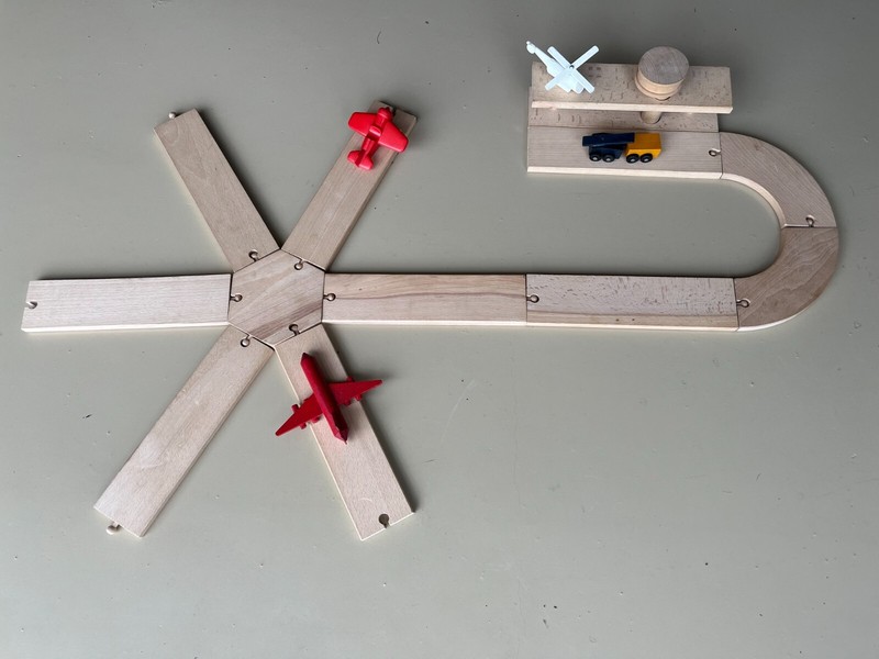 RARE Micki Leksaker Wooden Toy Airport Set From Sweden