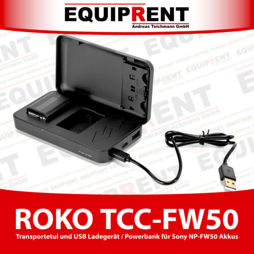 ROKO TCC-FW50 Transportetui, USB Ladegerät für Sony NP-FW50 und Powerbank EQU15 - Bild 1 von 1