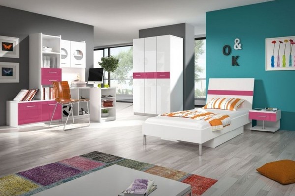Regal Schrank BüCherschrank FüR Kinderzimmer Jugendzimmer Weiß Rosa Hochglanz-image