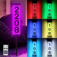 Solar Address Sign - Solar House Numbers for Outside Waterproof Color Changin...