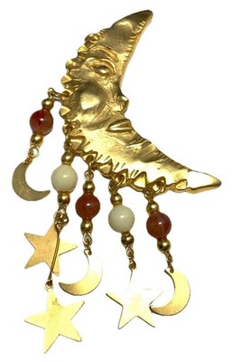 Norma Jean Gold Tone Cresent Moon Pin LP113