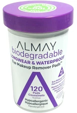 Almay Biodegradable Longwear & Waterproof Eye Makeup Remover Pads - 120 Pads