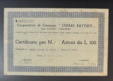1946 CONSUMER COOPERATIVE CESARE BAPTISTI ALZANO LOMBARDO R5