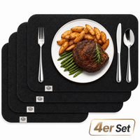 Platzset 4Er Set Tischset Platzmatte Platzdecke Tischmatte Anthrazit Waschbar