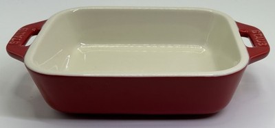 Staub Baking Dish Vibrant Cherry Red Stoneware Rectangle Small