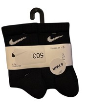Nike Kids' Dri-FIT 6-Pack Crew Socks in black, size Youth 10C-3Y