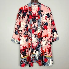 Cabi Wind in Hair Kimono Women’s Size L Open Front Colorful Floral Boho 5622