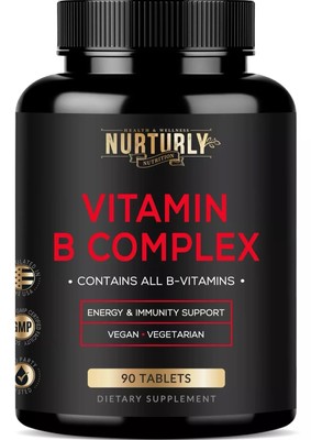 NURTURLY Vitamin B Complex - Energy, Immunity & Mood Support, 90 Tablets