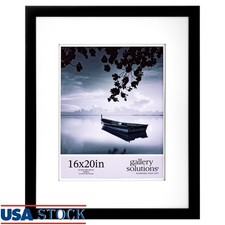 Elegant Flat Black Picture Frame W/ Double Mat 11x14 16x20 Artwork Display New