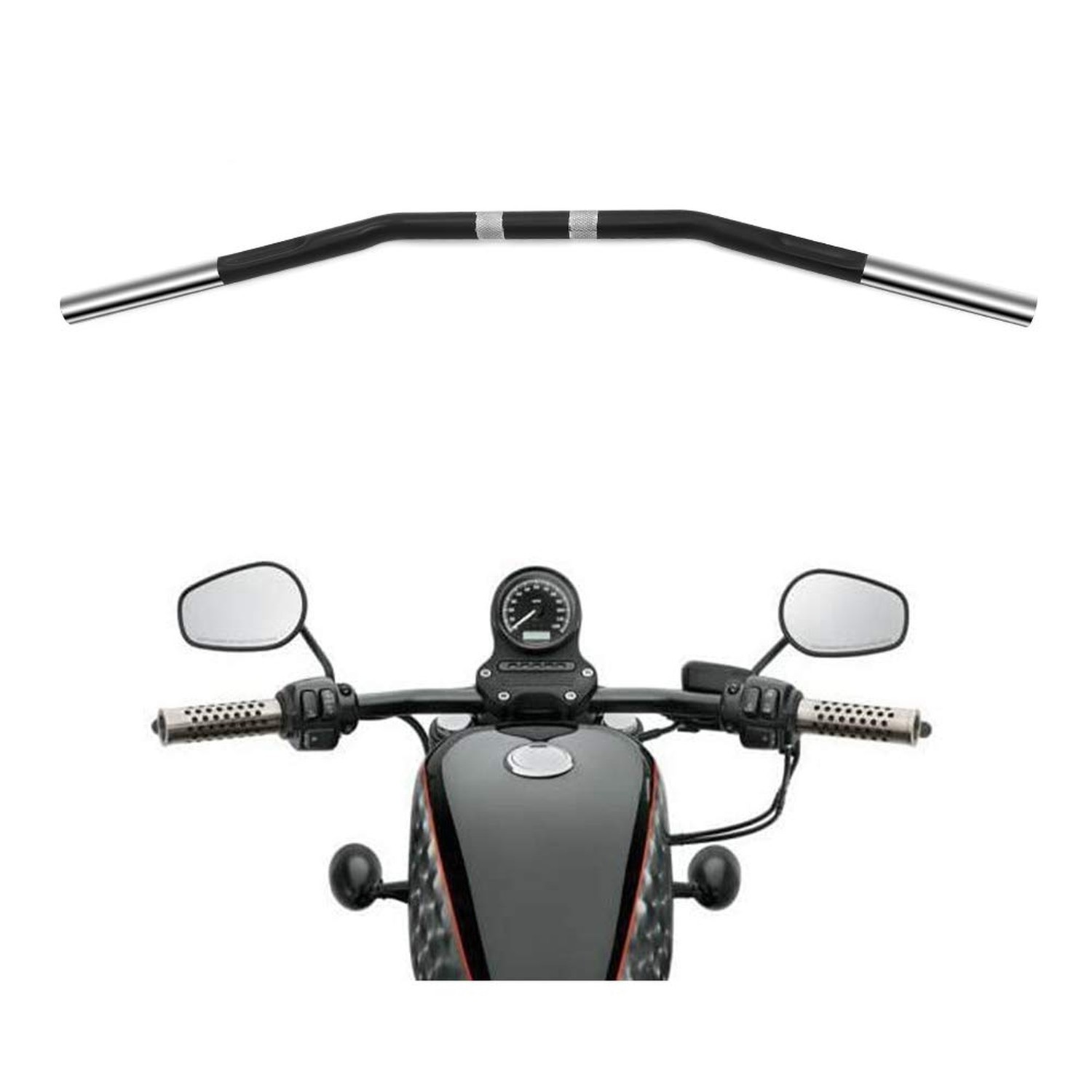 Alpha Rider 1 inch Drag Style Steel Handlebars Drag Bar Dimpled for Harley Sp...