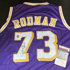 Dennis Rodman Los Angeles Lakers Autographed NBA Jersey #73 JSA Authenticated