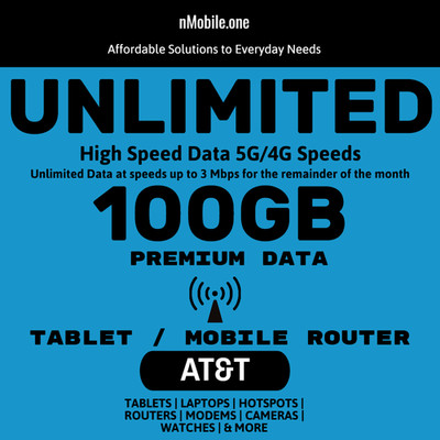 AT&T  Premium UNLIMITED DATA Plan  5G Tablet/Mobile Router