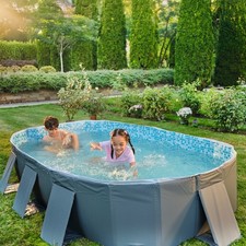 9ft Rectangle Portable Folding Pool Garden Family Splash Pool