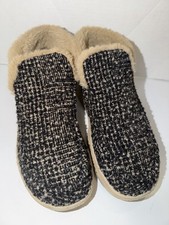 Hey Dude Denny Women's Tweed Bootie Faux Fur Lined Beige Slip On Shoes US 8