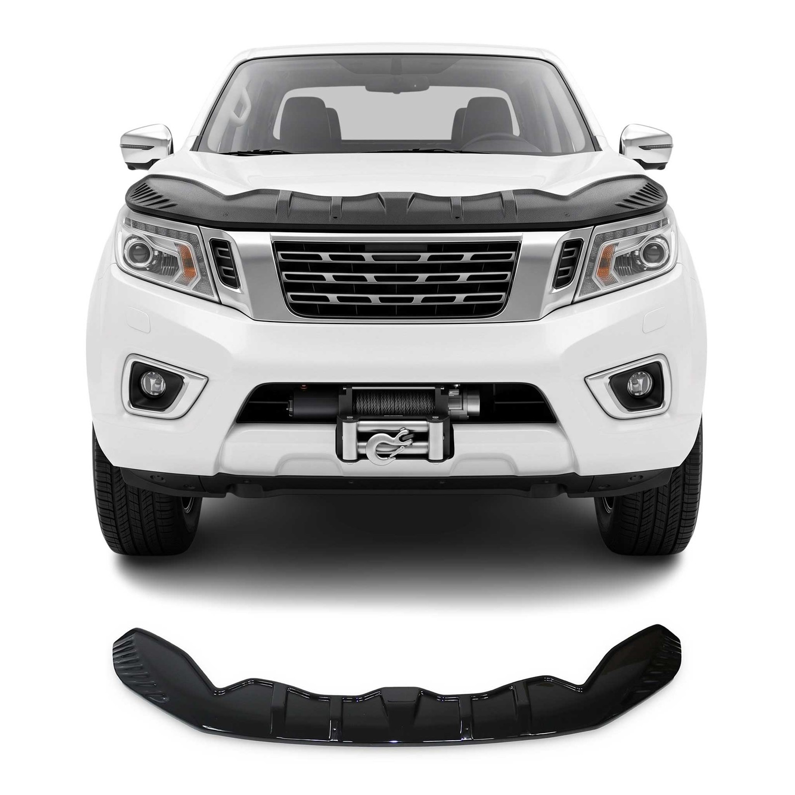 Déflecteur de capot haut de gamme Nissan Navara 2015-2020 finition ABS noir satiné