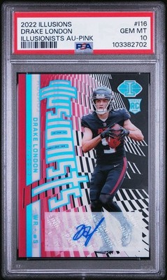 PSA 10 Drake London Auto /50 2022 Panini Illusions Illusionists Pink Auto /50