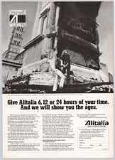 Alitalia Transit a Roma Italy Airline Ad Roman Forum Photo Vintage Print Ad 1970