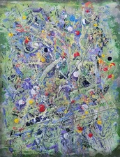 Mysterious and Intriguing abstract 18"x14" painting titled "Realms Unknown"