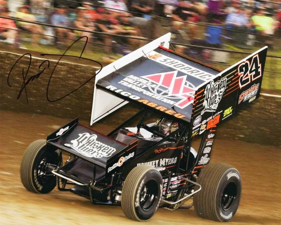 Rico Abreu autographed 2025 #24 World of Outlaws Sprint Car 8x10 photo Eldora