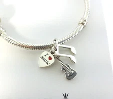 Authentic PANDORA I Love Music Guitar Pendant 791504EN09 Charm w/Box