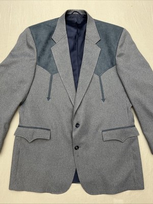 Circle S Dallas Texas Men 46 L Western Black and Gray Blazer Cowboy Texas USA