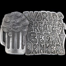 New Beer Drinking Funny Humor Booze Club Bartender Bar Drinker Vtg Belt buckle