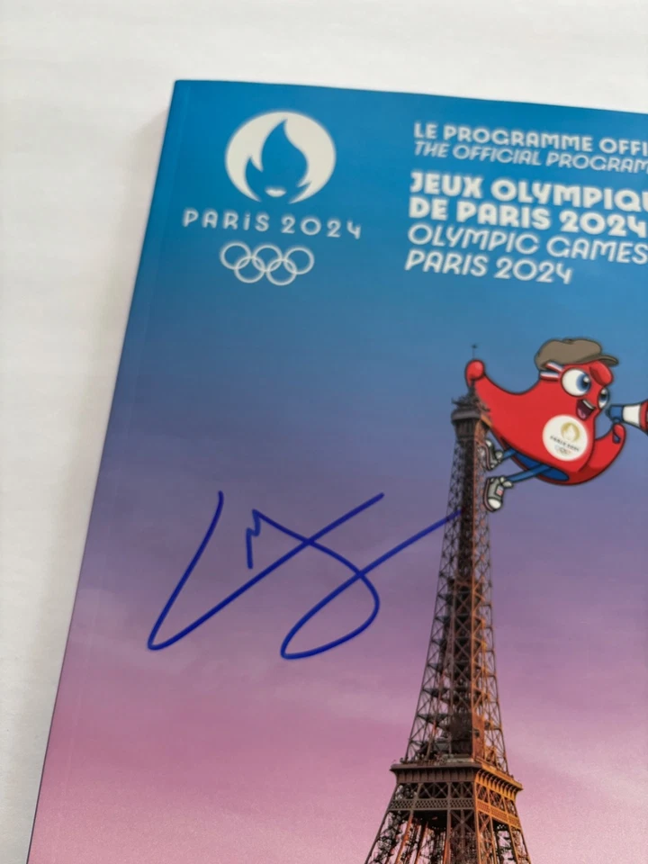 莱昂·马尚德签名 2024 年巴黎奥运会官方比赛节目游泳基础 — 第 3/4 张图片