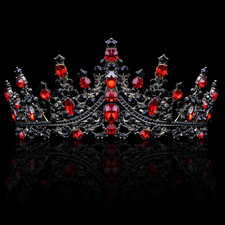 Black Red Crowns for Women Gothic Tiaras for Women Queen of Hearts Crown Acces