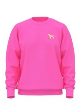 NEW Victoria's Secret Ivy Fleece Oversized Crew Sweatshirt Pink Orange Logo S