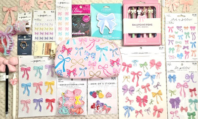 Multi-Color Bow Aesthetic Coquette HUGE NEW STATIONARY & GIFT LOT 21pc  Stickers