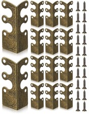 BEZONO 14 Pcs Solid Brass Corner Protectors for Baseboard and Furniture, Vint...
