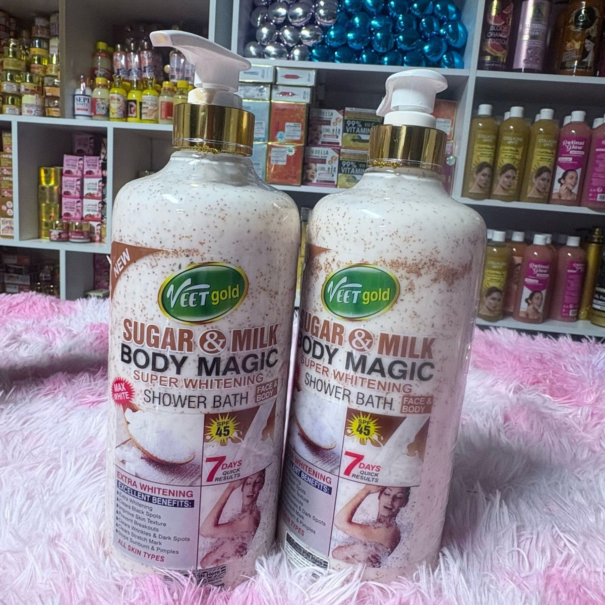 magic lotion extra whitening glutathione X1 Veet Gold Sugar And Milk Body Super Shower Bath Gel Spf 45 ghk cu serum vs daily-skin-wellness-capsules Size:1000 mcg/ml - 10 ml (Pack of 1)