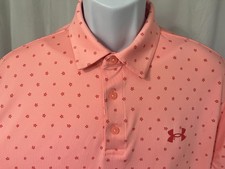 Under Armour Men s Pink Floral The Playoff Golf Polo Shirt L Large EUC