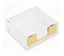 MultiBey Gold Sticky Note Holder Clear Acrylic Memo Pad Dispenser