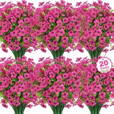 20 Bundles Artificial Flowers for Outdoors Decoration Fake Silk Flowers UV Re...