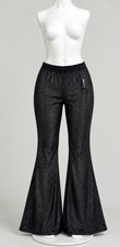 Fashion Nova Women's Black Pull-On Glitter Flare Pants Stretch Solid. S