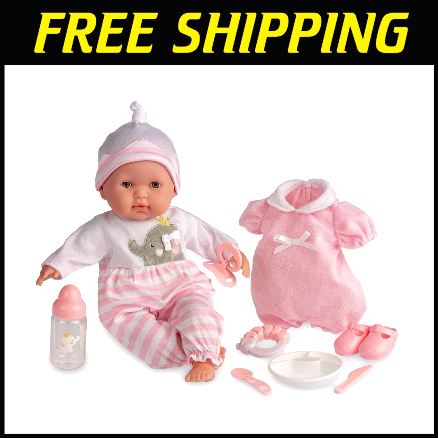 Lifelike 15" Soft Body Baby Doll with Open/Close Eyes - Pink