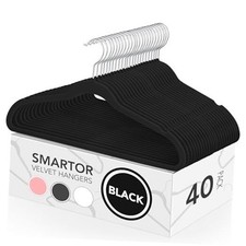 Velvet Hangers Non Slip Clothes Felt Hanger Heavy Duty for Coat, 40 Pack Black