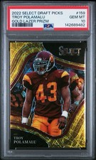 2022 Select Draft Picks Troy Polamalu Gold Lazer Prizm #159