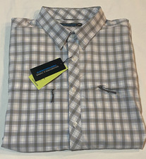 NWT-Roundtree  Yorke Men  s Performance Vented Button Up Shirt 2XL- Gray Plaid