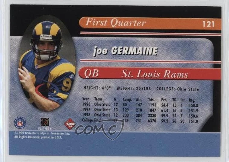 1999 Collector's Edge Odyssey Joe Germaine #121 Rookie RC - Image 2 of 2