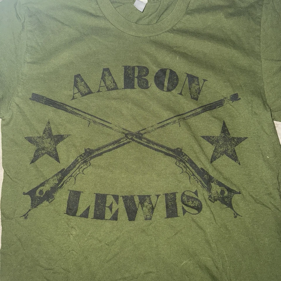 Camiseta Aaron Lewis Tour Hombre Talla S Verde Manga Corta Música Foto 2 de 4