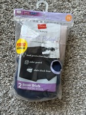 Hanes Comfort Womens Period Underwear Super Leaks Boxer Brief 2 Pack Sz 7/Large