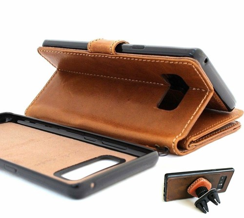 Genuine Leather Case for Galaxy Note 8 Book Wallet Magnetic Closure + Car Holder - Picture 5 of 8