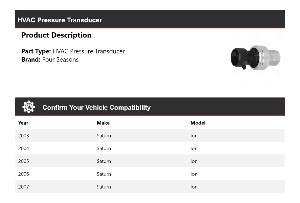 For 2003-2007 Saturn Ion HVAC Pressure Transducer 4 Seasons 2004 2005 2006 - Image 2 of 4
